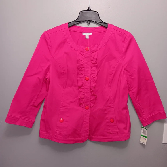 Charter Club Jackets & Blazers - Charter club women's blazer top size L hot pink new with tags